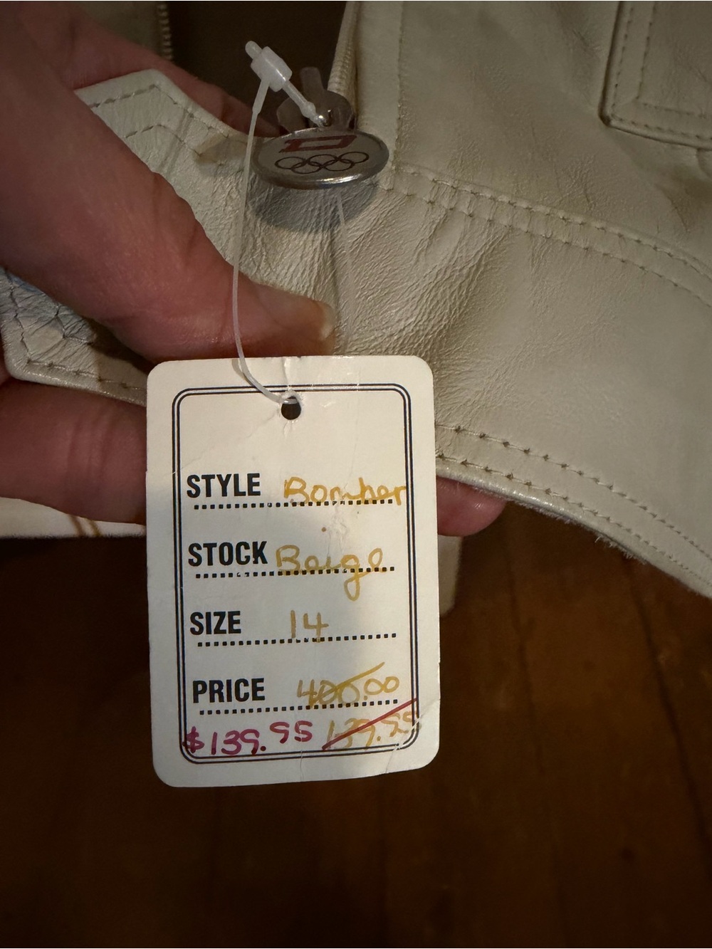 Cream Leather Zip-Front Jacket - Picture 2 of 2